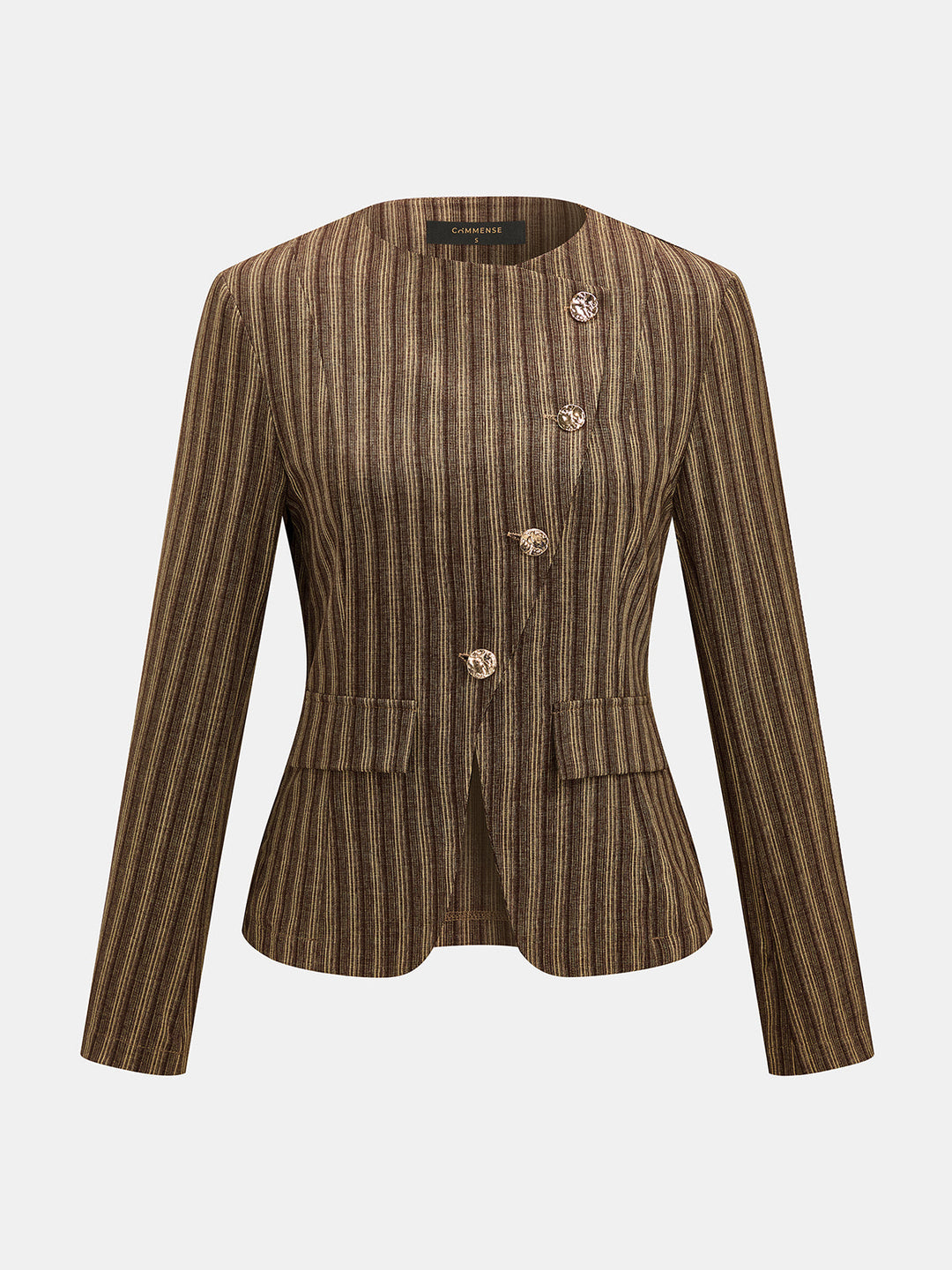 Diagonal Button Striped Jacket