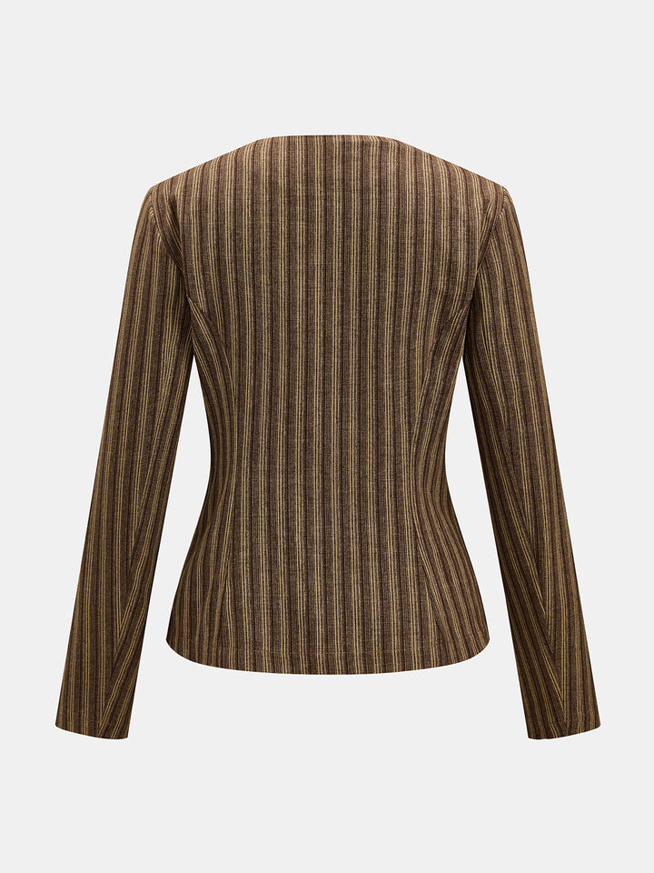 Diagonal Button Striped Jacket