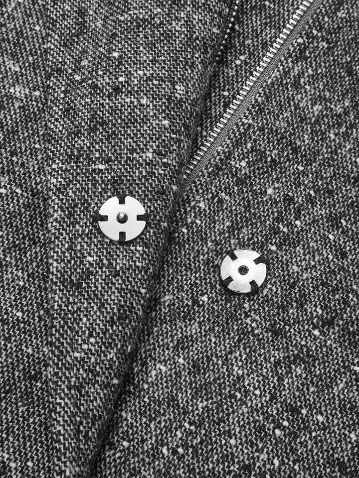 Belted Speckled Tweed Coat
