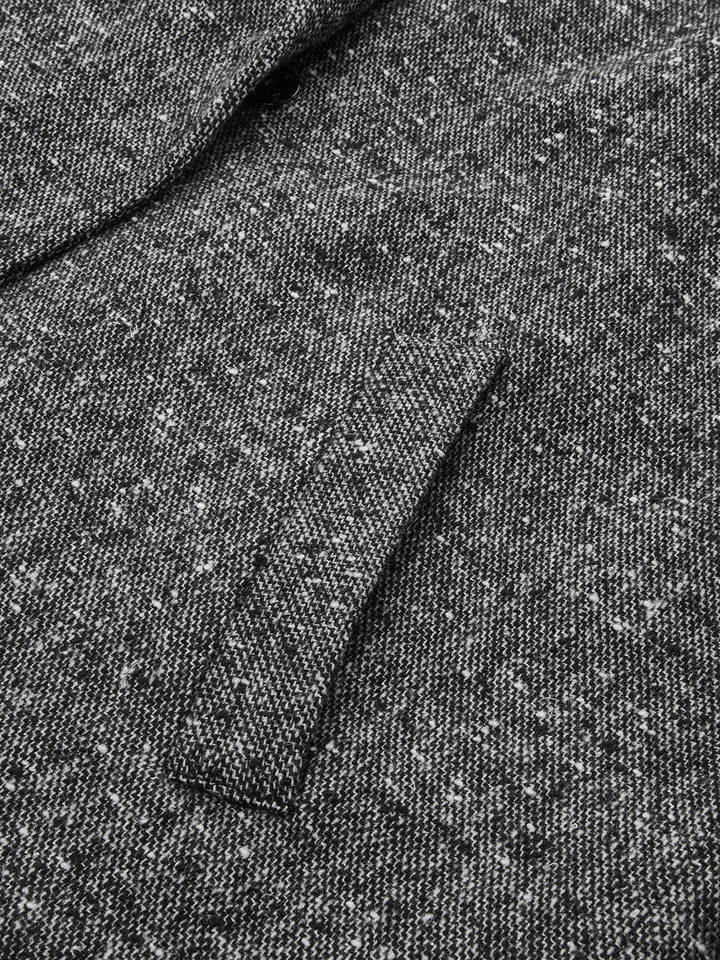 Belted Speckled Tweed Coat
