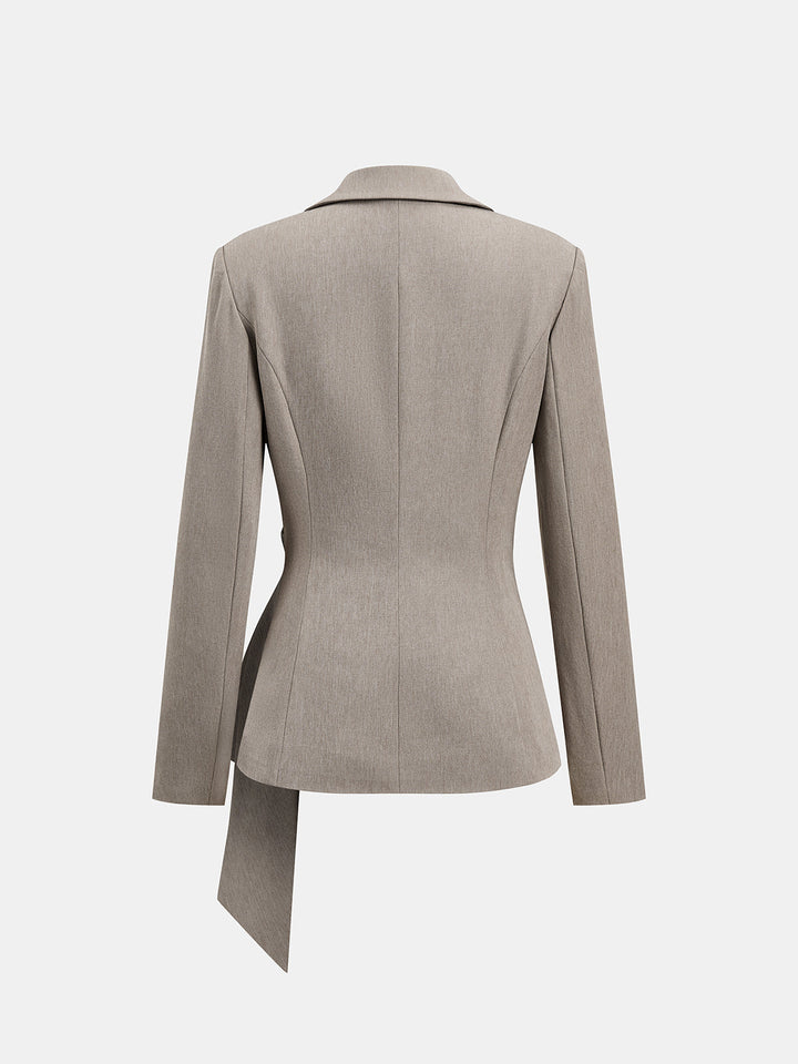 Tie-Waist Lapel Wrap Blazer