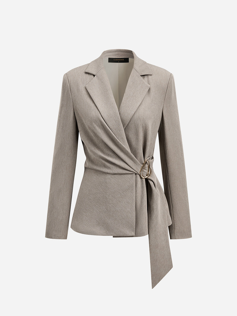 Tie-Waist Lapel Wrap Blazer — women's blazers, back view