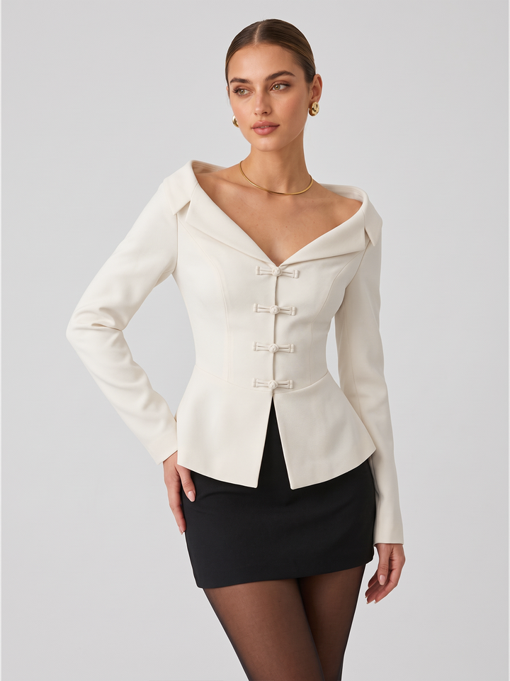 Off-Shoulder Blazer Top