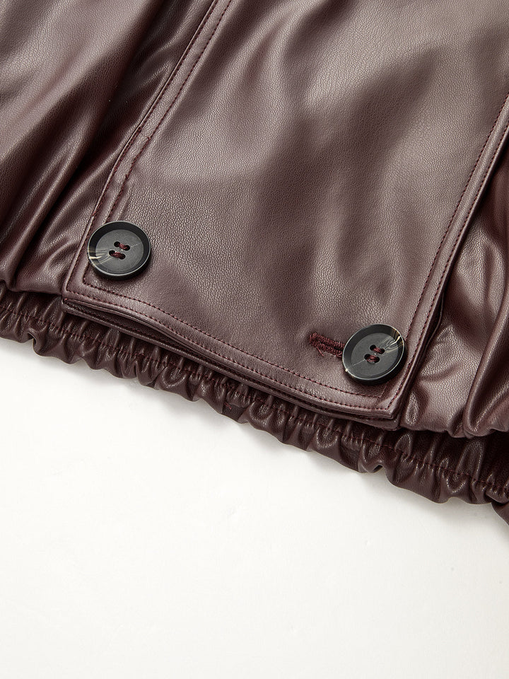 Double Breasted Faux Leather Biker Jacket