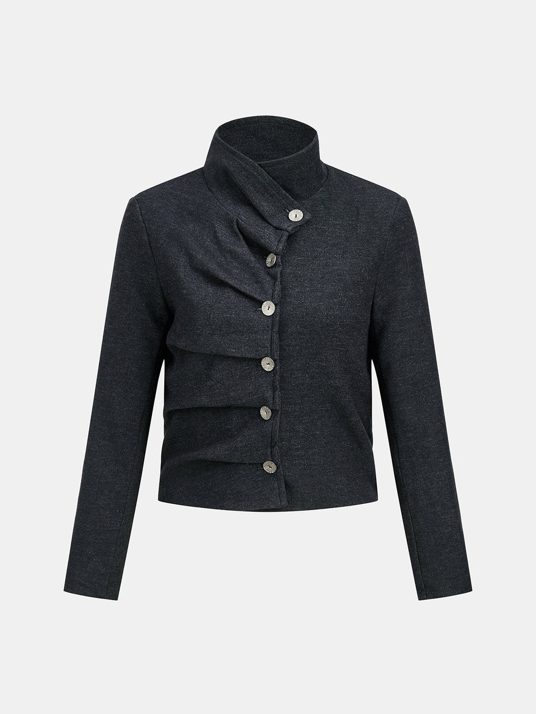 Asymmetrical Button Ruched Top