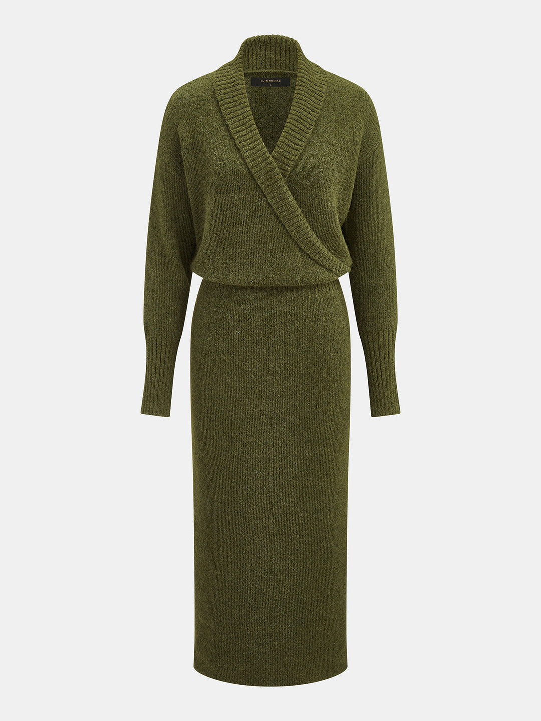 Wrap V-Neck Long Sleeve Knit Dress