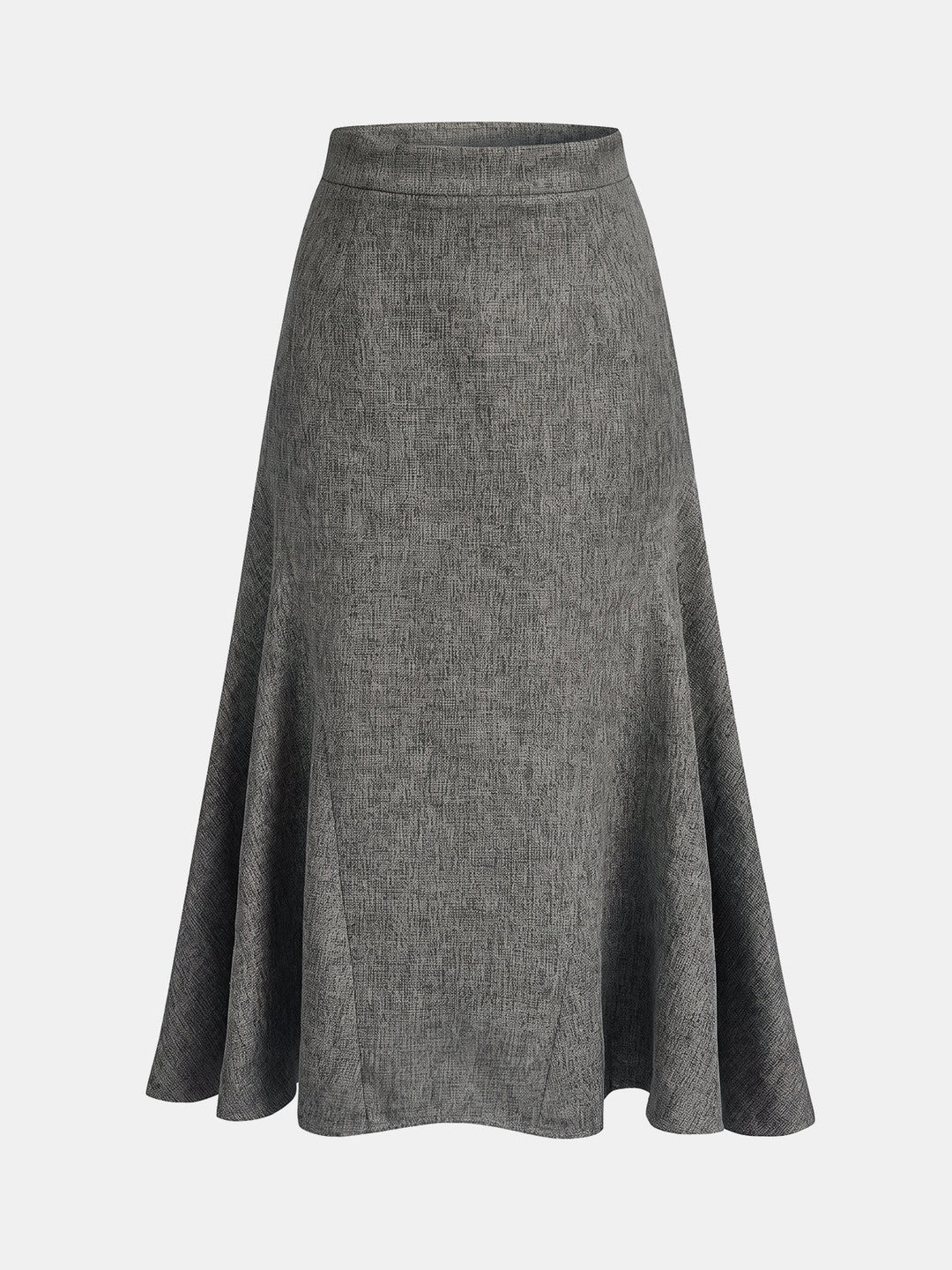 Tweed Mid Waist Flared Midi Skirt
