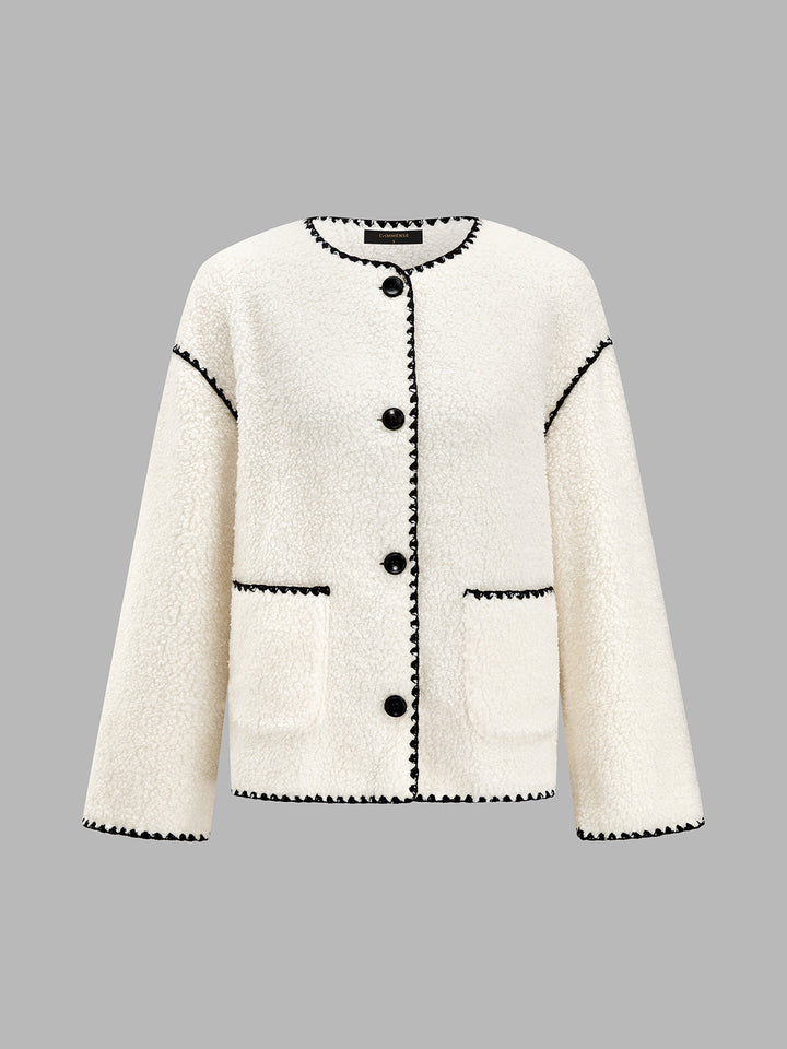 Contrast Trim Fleece Jacket