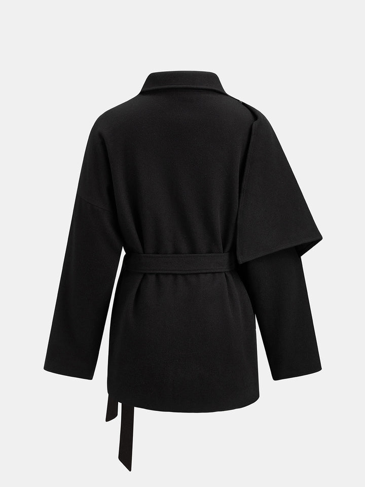 2-Way Belted Double-Breasted Wool-Touch Coat