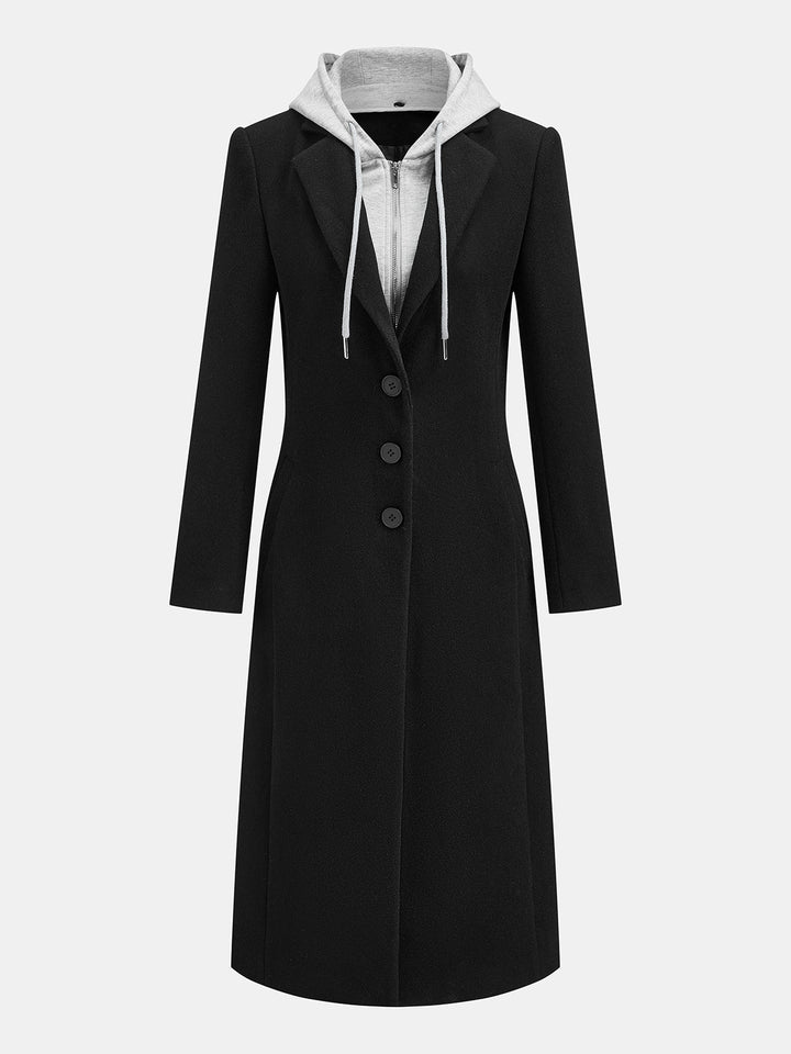 Detachable Hood Midi Long Coat