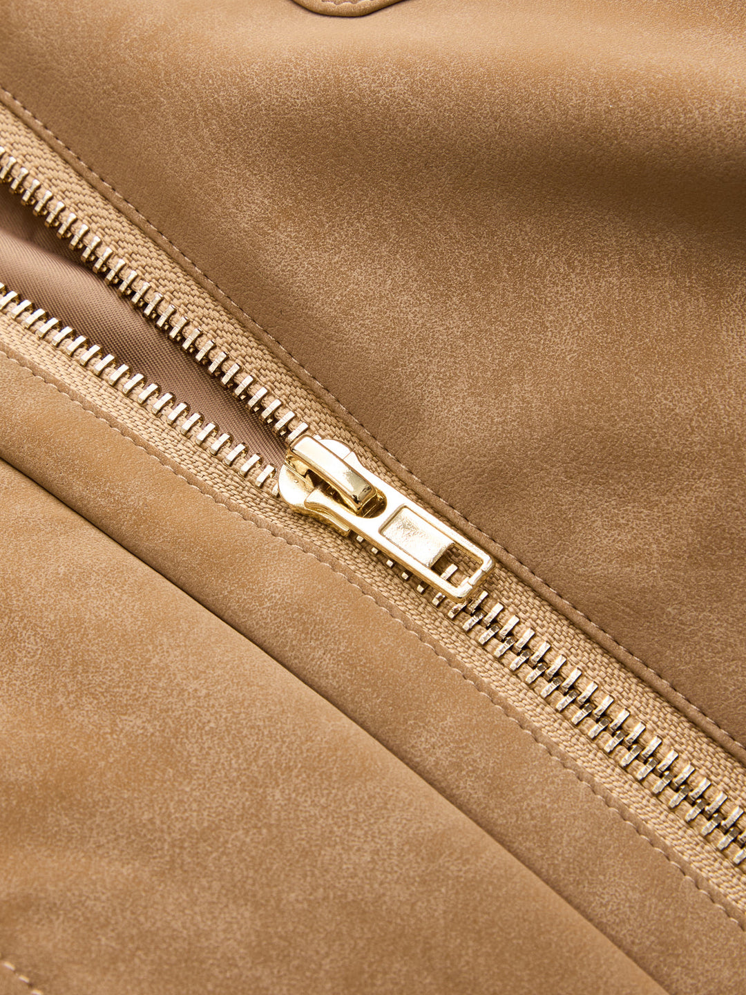 Drawstring Waist Faux Suede Jacket
