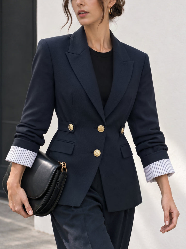 Striped Cuff Cinched Blazer