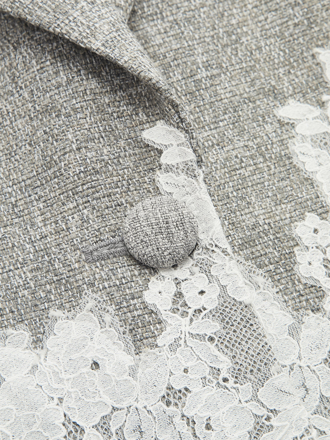 Lace Hem Cropped Tweed Blazer