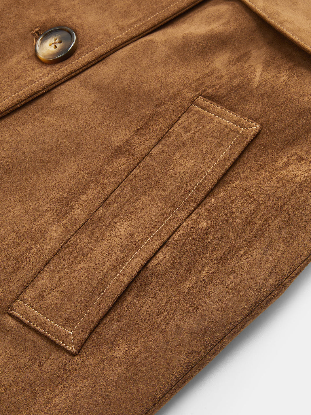 Belted Faux Suede Double‑Breasted Trench Coat