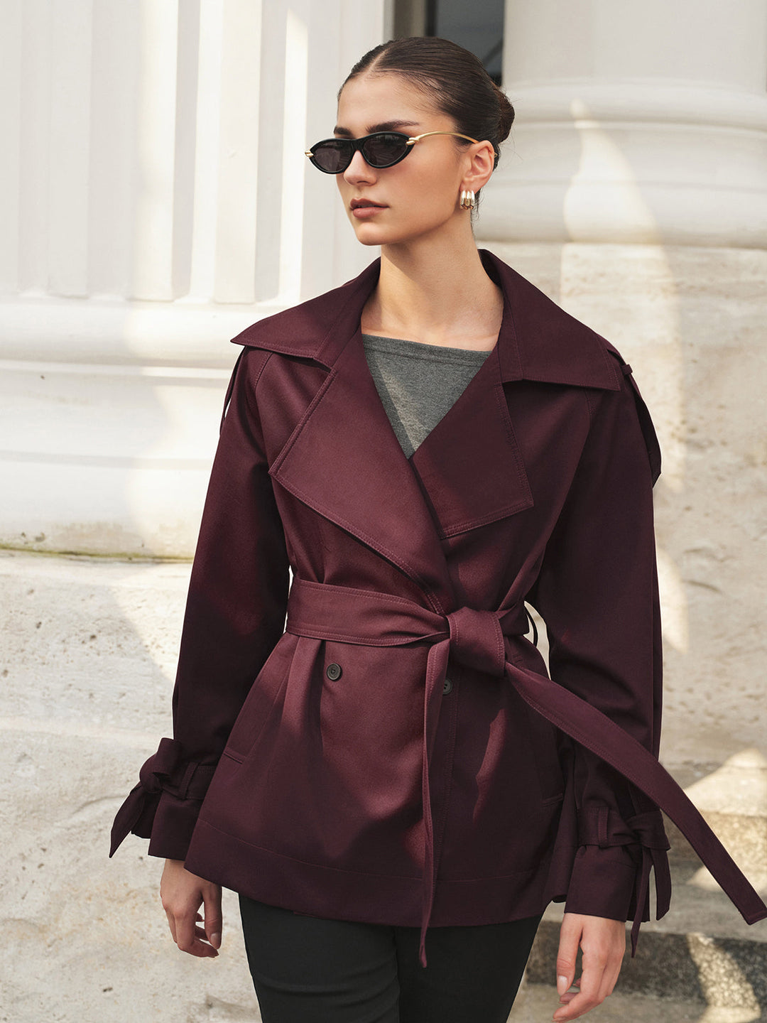 Belted Double‑Breasted Trench Coat