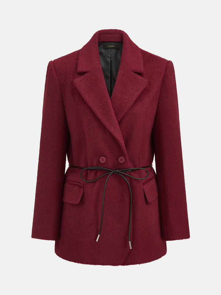 Belted Double-Breasted Blazer Coat