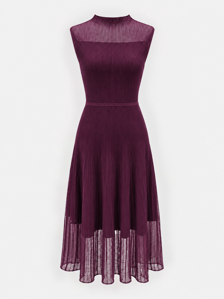 Sheer Hem Sleeveless Ribbed Knit Dress