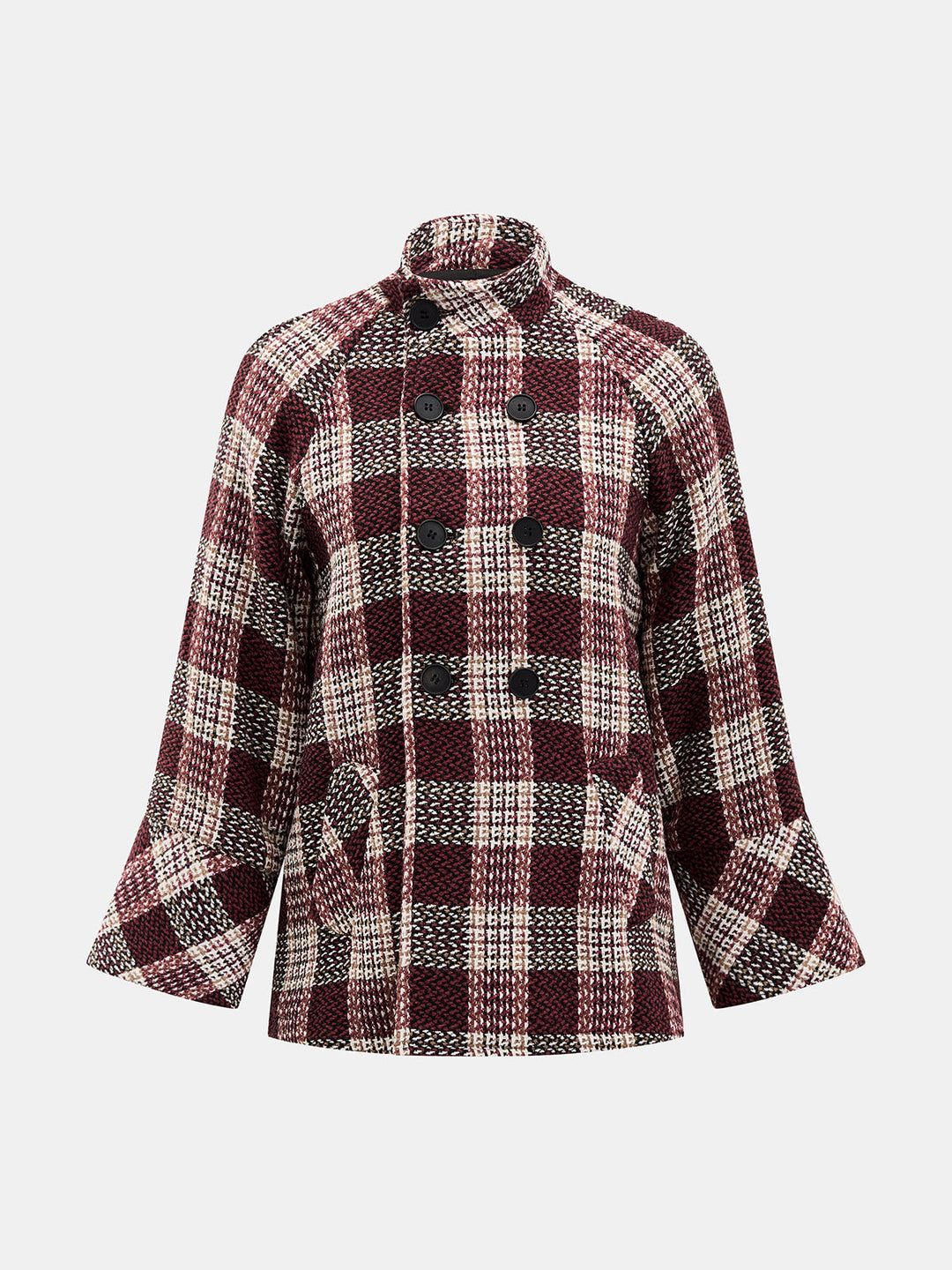 Plaid Double Breasted Tweed Coat