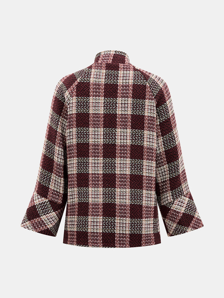 Plaid Double Breasted Tweed Coat