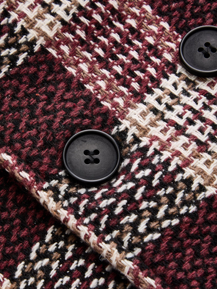Plaid Double Breasted Tweed Coat