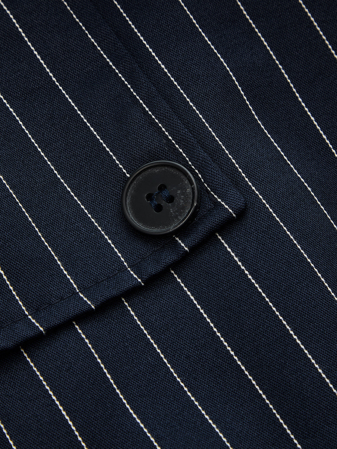 Lapel Collar Pinstripe Belted Trench Coat
