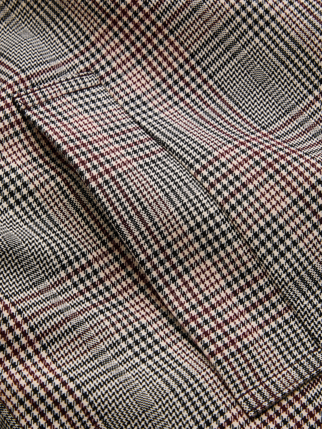 Reversible Collar Plaid Belted Trench Coat