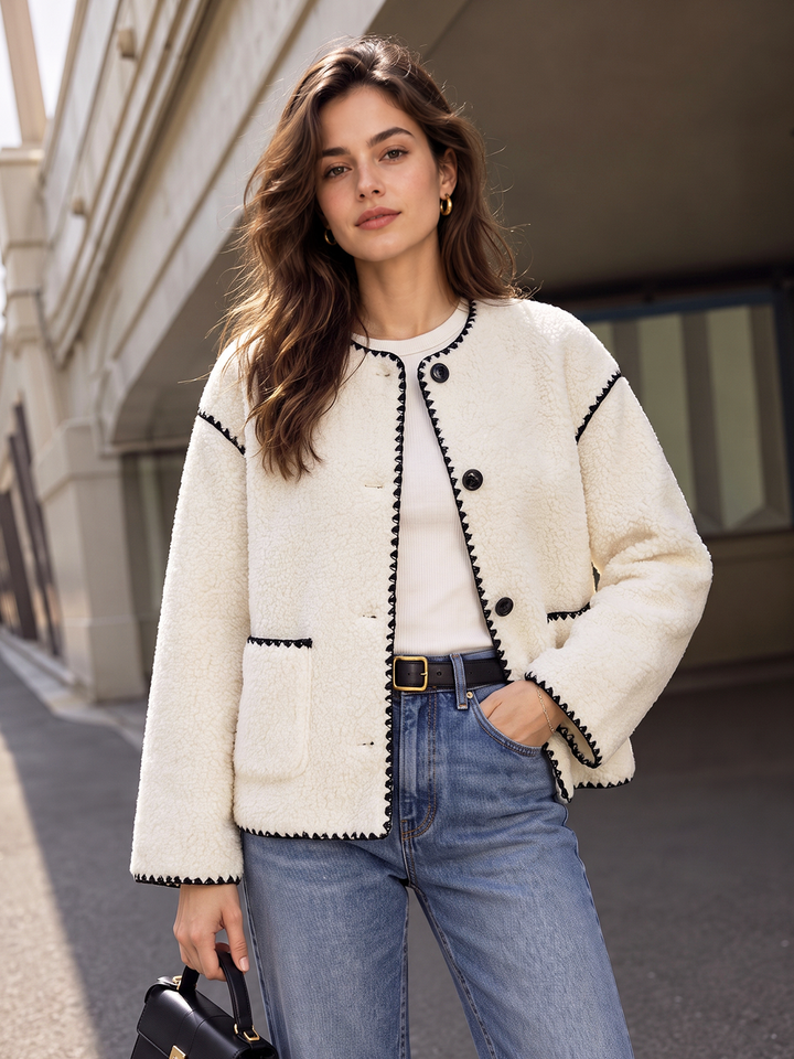 Contrast Trim Fleece Jacket