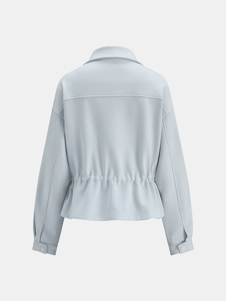 Drawstring Waist Suede Effect Jacket