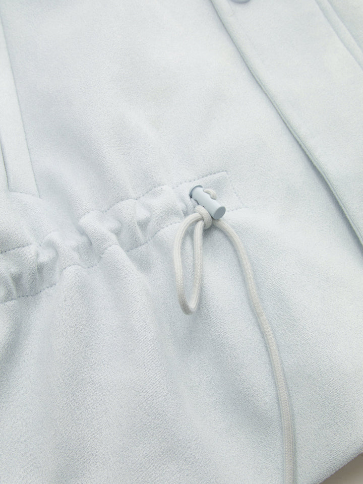 Drawstring Waist Suede Effect Jacket