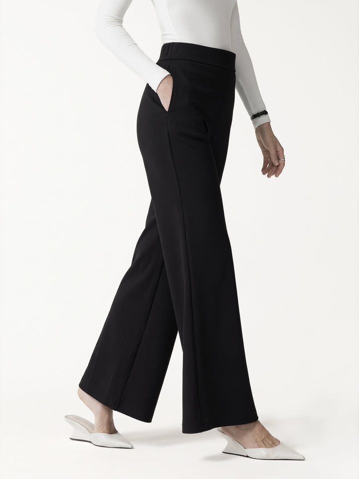Ponte High-Rise Wide-Leg Pants with Pockets