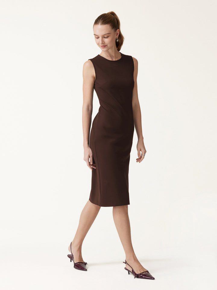 Ponte Round Neck Column Midi Dress