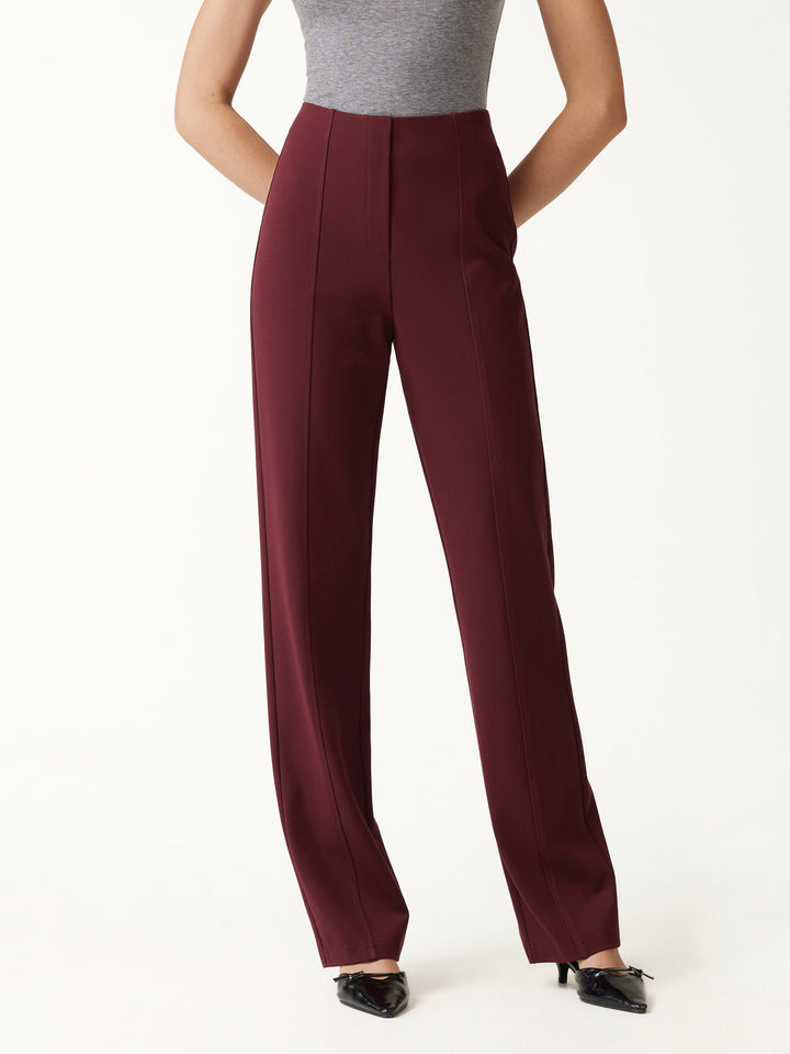 Ponte High-Rise Straight-Leg Pants with Pockets