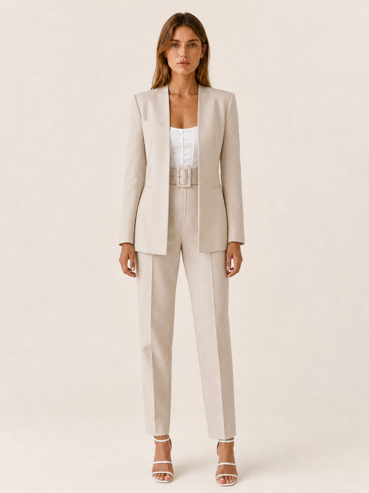 Marcelline | Blazer Trouser Suit Set with Belted Waist
