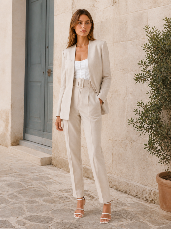 Marcelline | Blazer Trouser Suit Set with Belted Waist