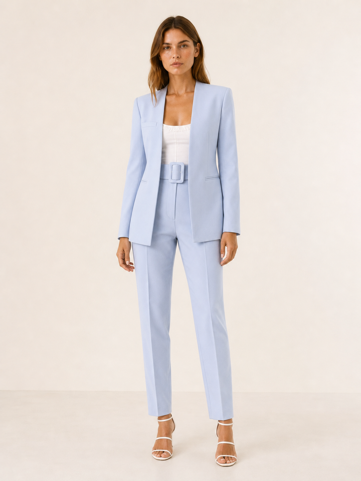 Marcelline | Blazer Trouser Suit Set with Belted Waist