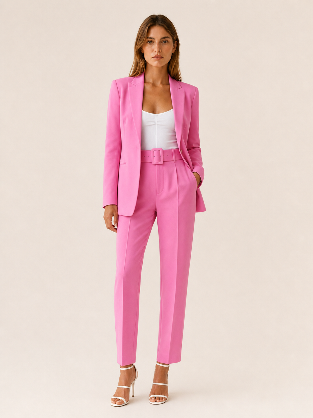 Marcelline | Blazer Trouser Suit Set with Belted Waist
