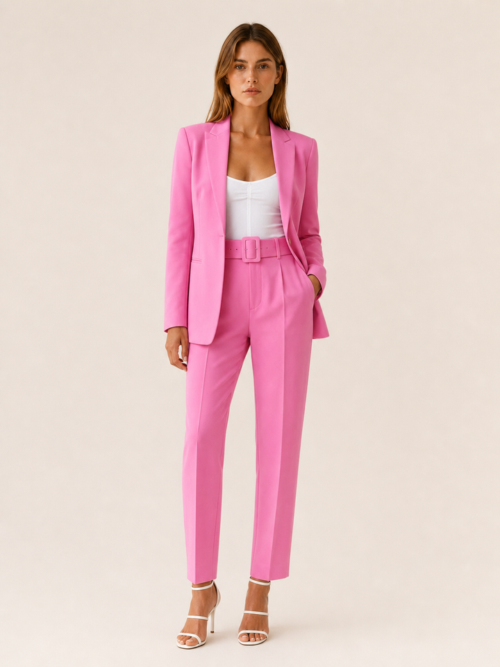 Marcelline | Blazer Trouser Suit Set with Belted Waist