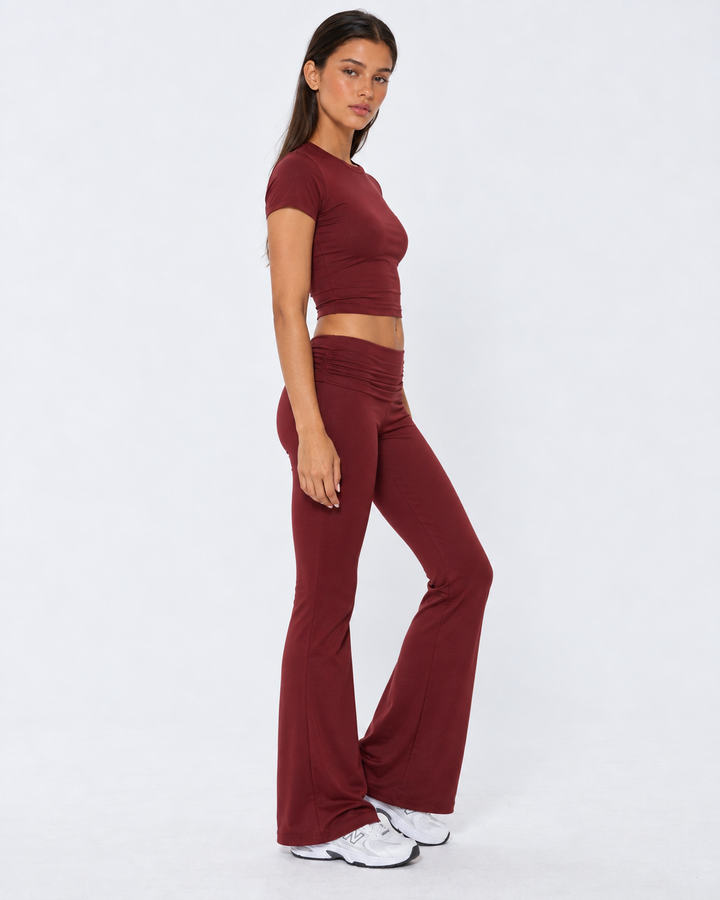 Off Duty Flare Set — women's two-piece set, detail of the trim