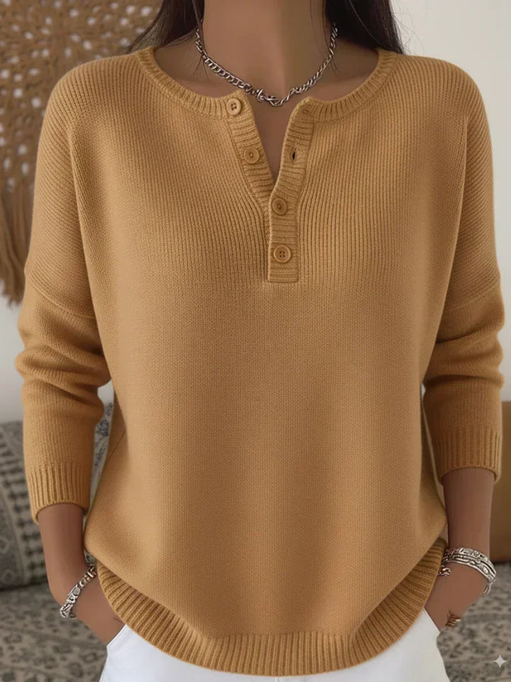 Helena™ | Women's Henley Button Knit Sweater