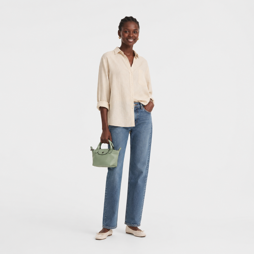 Longchamp Le Pliage Xtra XS Leather Bag Tundra lifestyle shot