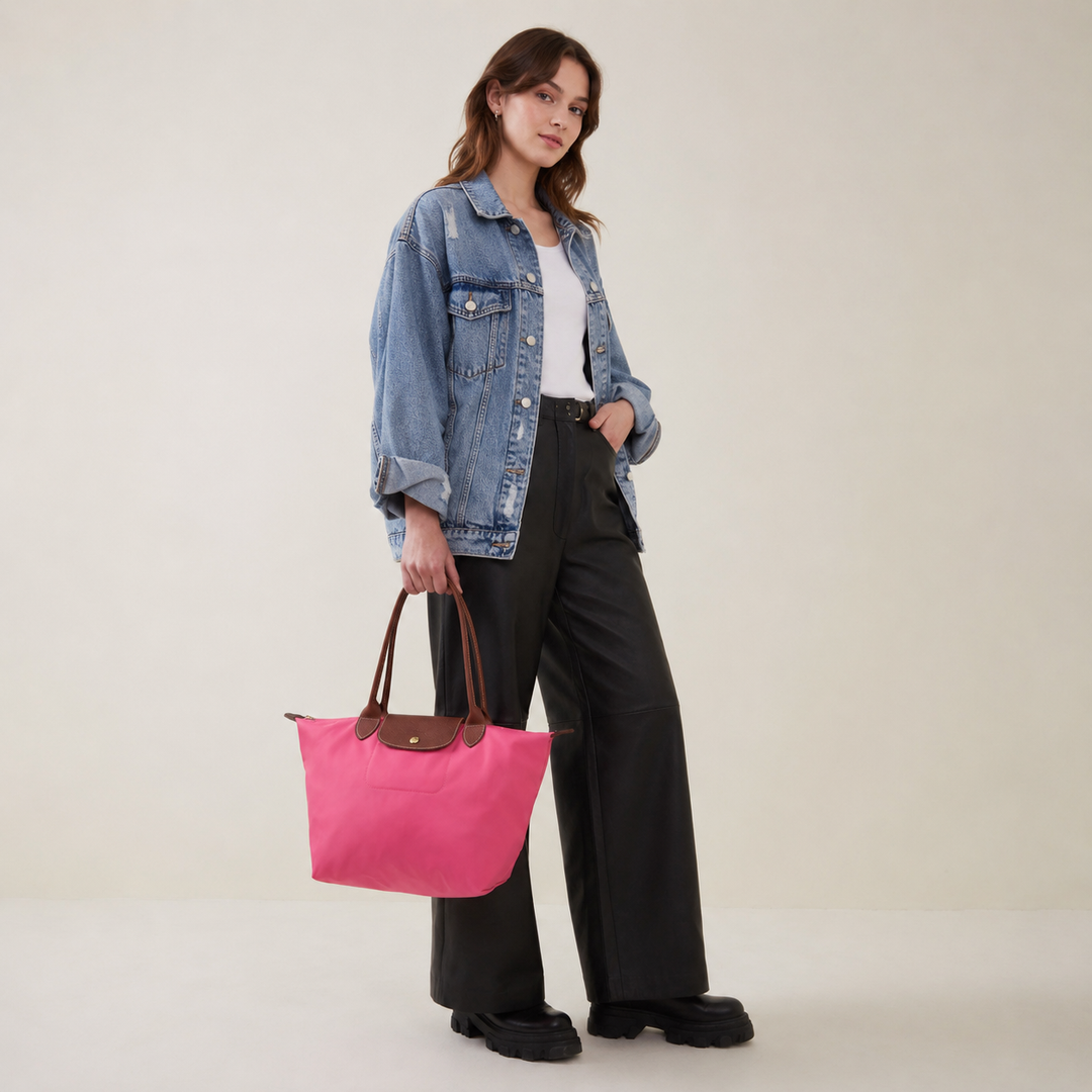 Longchamp Le Pliage Large Tote Bag Pink lifestyle