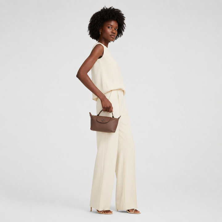 Longchamp Mini Leather Bag Mokka — lifestyle shot