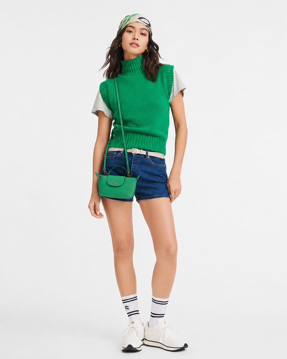 Longchamp Mini Leather Bag Green — lifestyle shot