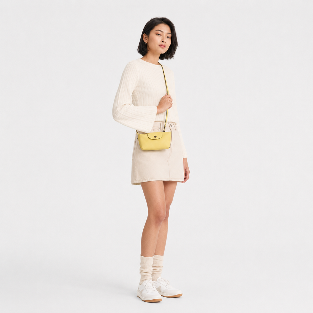 Longchamp Mini Leather Bag Lime — lifestyle shot