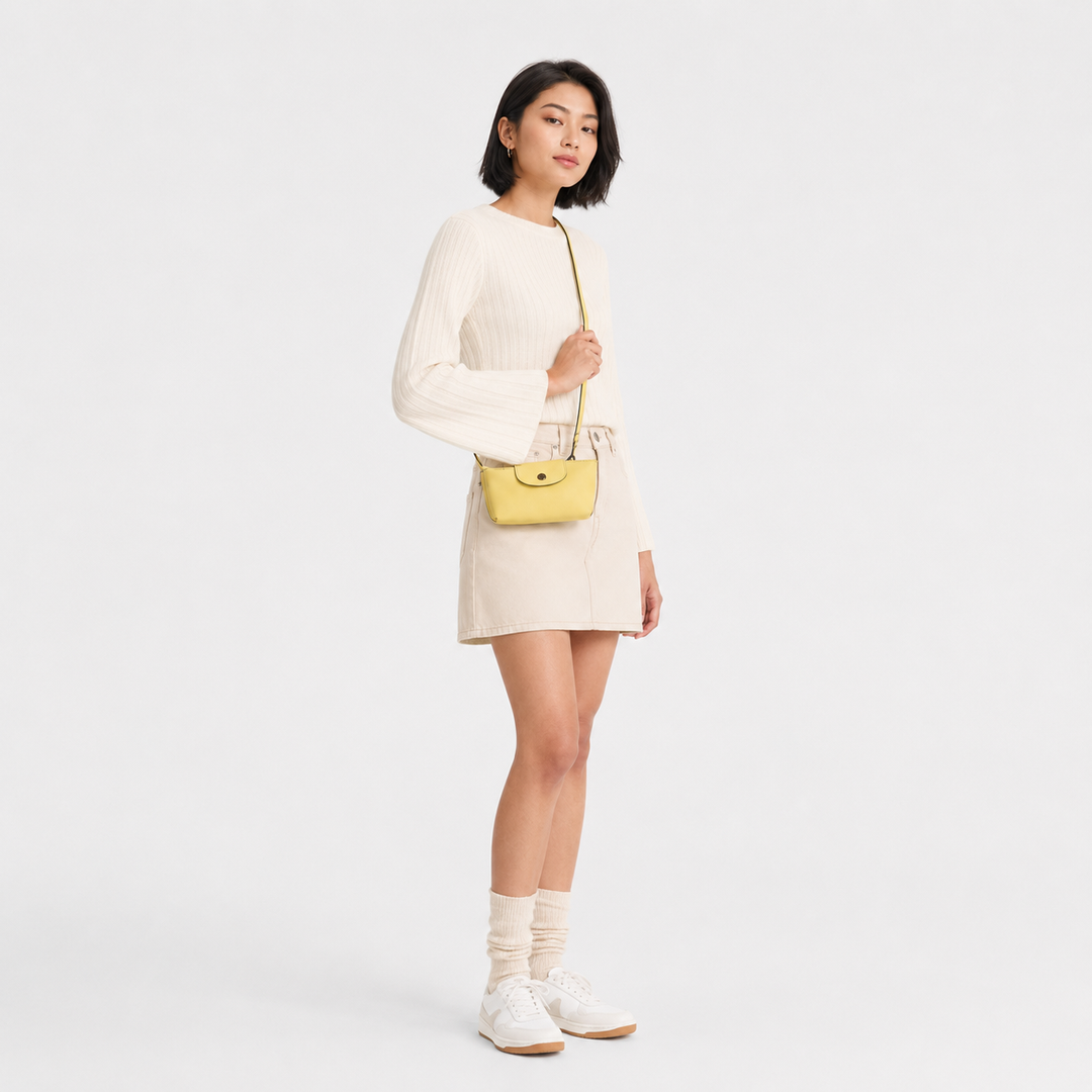 Longchamp Mini Leather Bag Lime — lifestyle shot