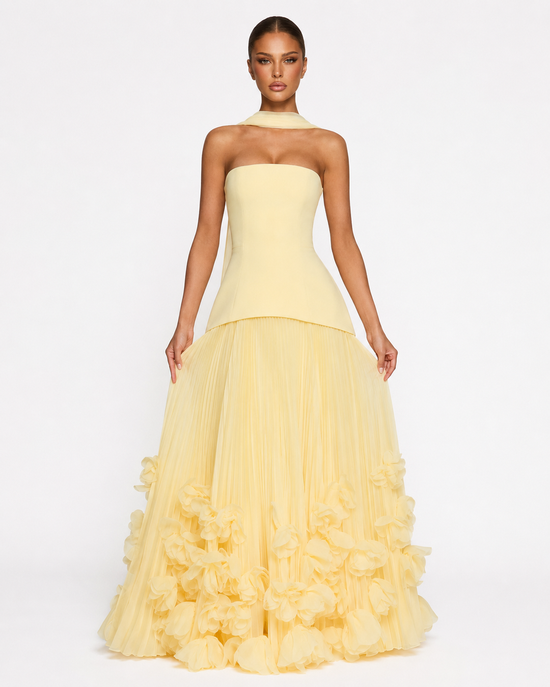 Rosette Gown Maxi - women's gown, hem detail