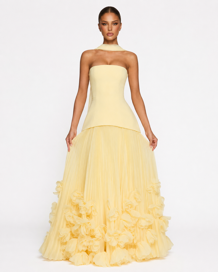 Rosette Gown Maxi - women's gown, hem detail