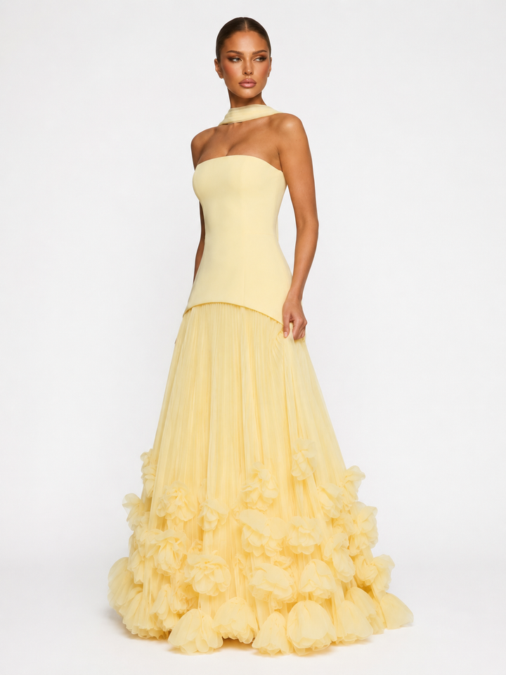 Rosette Gown Maxi - women's gown, waist detail