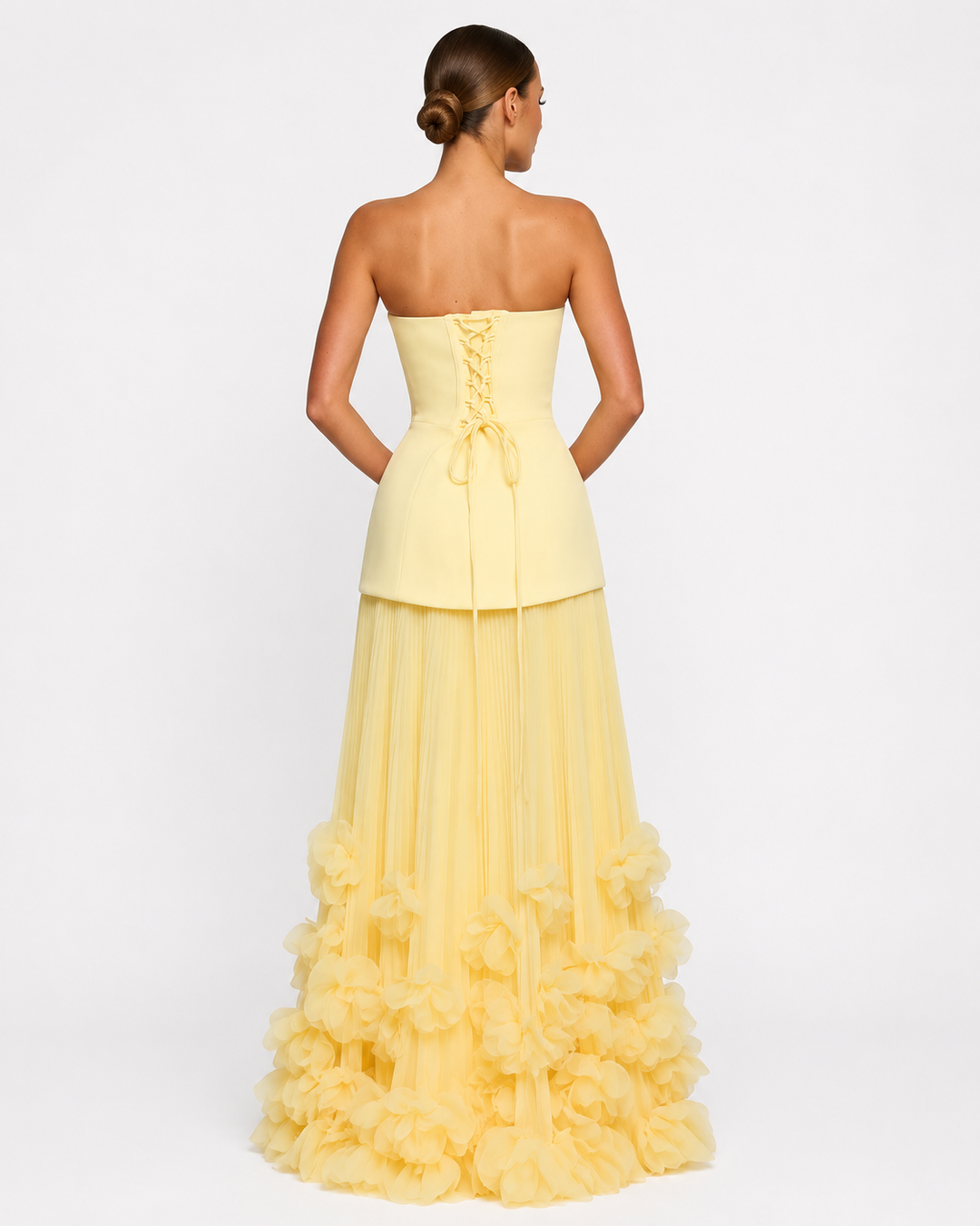 Rosette Gown Maxi - women's gown, neckline detail