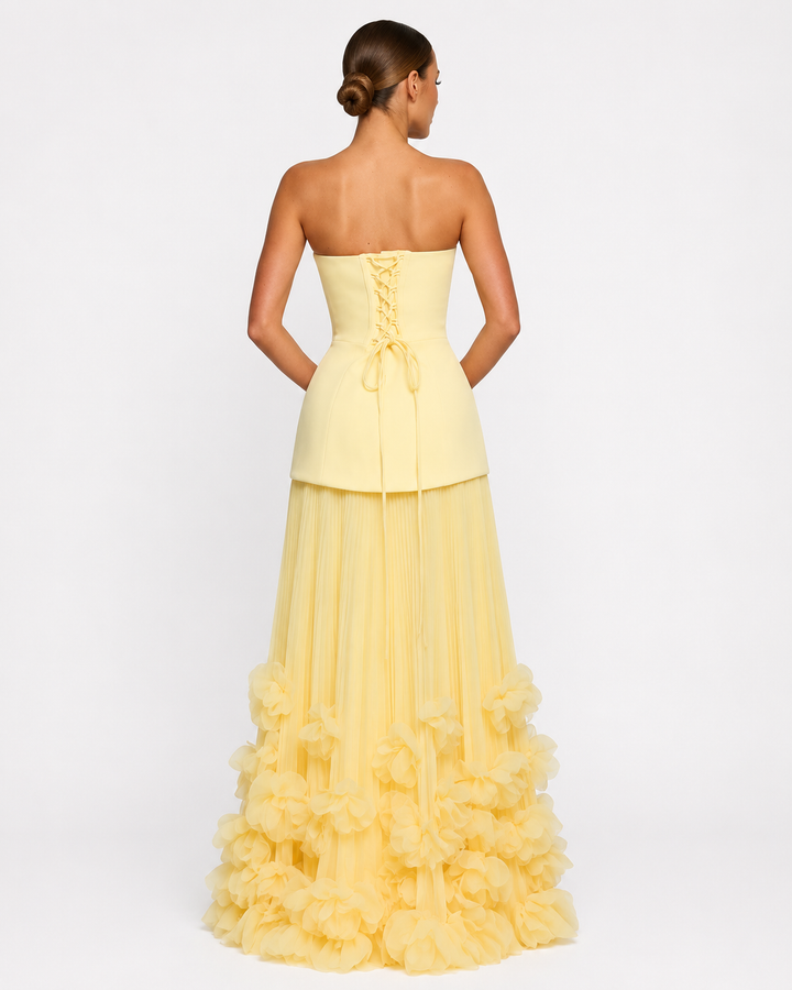 Rosette Gown Maxi - women's gown, neckline detail